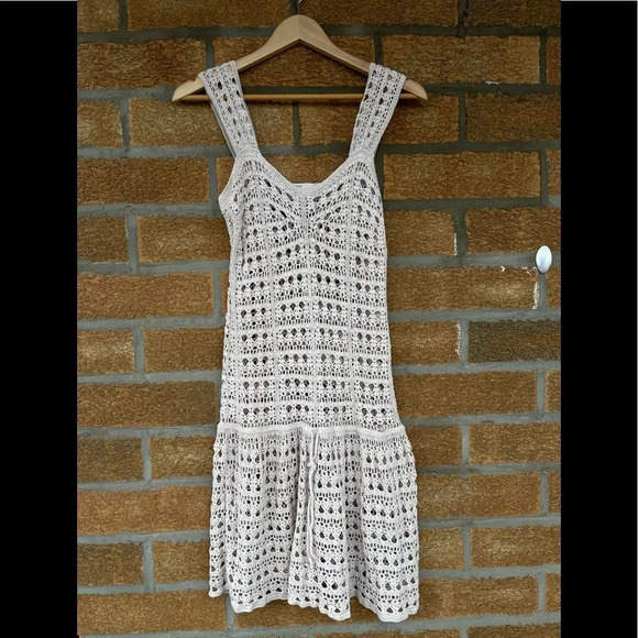 Vince Creme Crochet Lace Boho Sun Dress M - Picture 2 of 9